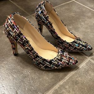 Multi-colored no name fabric heels